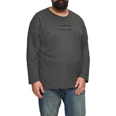 s.Oliver melerad långärmad tröja av jersey med logotyptryck, 98d1, 4XL s.Oliver melerad långärmad tröja av jersey med logotyptryck, 98d1, 4XL