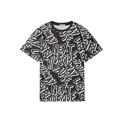 TOM TAILOR T-shirt för pojkar, 36795 – svart och vit skrivdesign, 140 TOM TAILOR T-shirt för pojkar, 36795 – svart och vit skrivdesign, 140