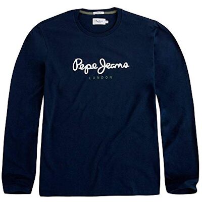 Pepe Jeans London Eggo Long N Herr Regular Fit långärmad T-shirt, 100% bomull med rund hals och bröstlogotyp, Marinblå Pepe Jeans London Eggo Long N Herr Regular Fit långärmad T-shirt, 100% bomull med rund hals och bröstlogotyp, Marinblå