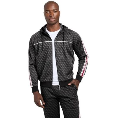 GUESS Men'sPARIMO 4G sweatshirt helt blixtlås tröja sweatshirt 4G JACQUARD JET BLACsize L längd N GUESS Men'sPARIMO 4G sweatshirt helt blixtlås tröja sweatshirt 4G JACQUARD JET BLACsize L längd N