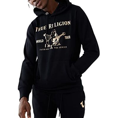 True Religion Herr metallisk Buddha Fleece Hoodie Sweatshirt med huva, Svart, M True Religion Herr metallisk Buddha Fleece Hoodie Sweatshirt med huva, Svart, M