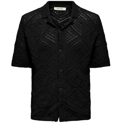 Only & Sons Onskolmar Reg 5 Ss Shirt Knit, svart, M Only & Sons Onskolmar Reg 5 Ss Shirt Knit, svart, M