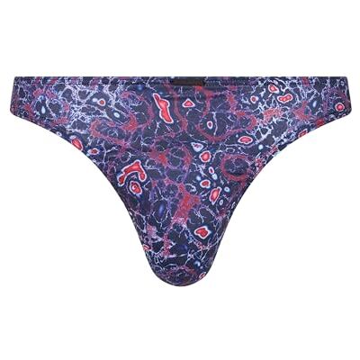 bruno banani Microscope String för män, Svart/bordeaux/ljusblå tryck, XXL bruno banani Microscope String för män, Svart/bordeaux/ljusblå tryck, XXL