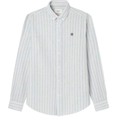 Springfield Linne Stripes European Flax-skjorta för män, Elfenben, M Springfield Linne Stripes European Flax-skjorta för män, Elfenben, M