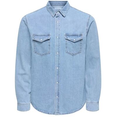 Only & Sons jeansskjorta för män ONSBANE jeansskjorta, Mellanblå denim, XL Only & Sons jeansskjorta för män ONSBANE jeansskjorta, Mellanblå denim, XL