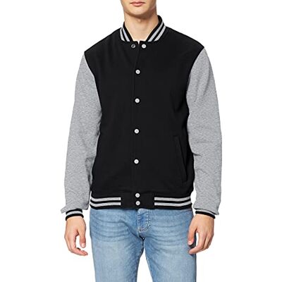 Build Your Brand Herrjacka, sweat College-jacka, collegejacka för män, finns i många färger, storlekar S–5XL, Flerfärgad (Black/H.grey 00658), S Build Your Brand Herrjacka, sweat College-jacka, collegejacka för män, finns i många färger, storlekar S–5XL, Flerfärgad (Black/H.grey 00658), S
