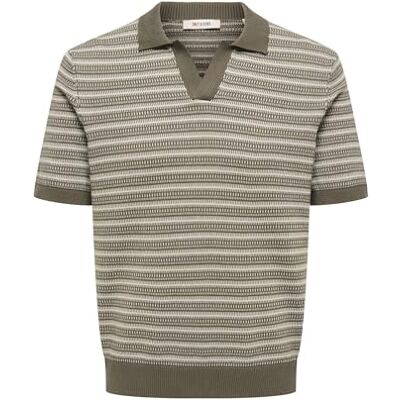 Only & Sons Onstilo Life Reg Ss delad hals stickad Noos, Bungysnöre, XL Only & Sons Onstilo Life Reg Ss delad hals stickad Noos, Bungysnöre, XL