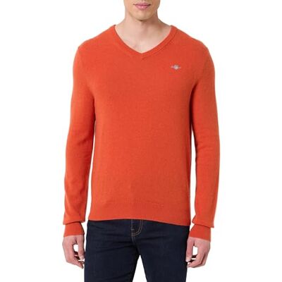 GANT Extrafine lammull V-hals, Djuporange, M GANT Extrafine lammull V-hals, Djuporange, M