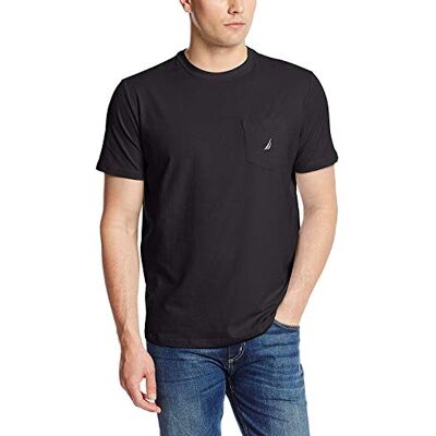 Nautica herr-T-shirt med enfärgad design, rund hals, kort ärm och bröstficka., Svart, XXL Nautica herr-T-shirt med enfärgad design, rund hals, kort ärm och bröstficka., Svart, XXL