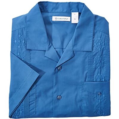 Cubavera Mäns läger krage broderad Guayabera skjorta Cubavera Mäns läger krage broderad Guayabera skjorta