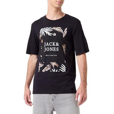JACK & JONES Jjfloor Tee Ss Crew Neck T-shirt, svart, M JACK & JONES Jjfloor Tee Ss Crew Neck T-shirt, svart, M
