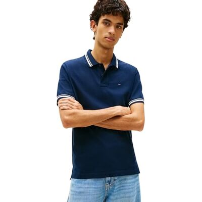 Tommy Jeans herr TJM Reg tippad Polo Ext DM0DM22700 S/S Polo, blå (mörk natt marinblå), 4XL_Plus Tommy Jeans herr TJM Reg tippad Polo Ext DM0DM22700 S/S Polo, blå (mörk natt marinblå), 4XL_Plus