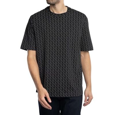 Giorgio Armani Men's Essential, all over logotyp, normal passform, svart, M, Svart/svart heltryck, M Giorgio Armani Men's Essential, all over logotyp, normal passform, svart, M, Svart/svart heltryck, M
