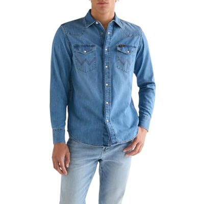 Wrangler Western tröja, medium tvätt, L herr Wrangler Western tröja, medium tvätt, L herr