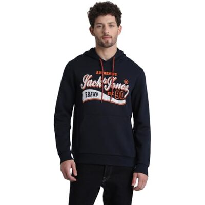 JACK & JONES Bestseller A/S Jjemett sweat Hood huvtröja för män, Navy Blazer, S JACK & JONES Bestseller A/S Jjemett sweat Hood huvtröja för män, Navy Blazer, S