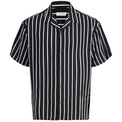 JACK & JONES Jjejeff Resort randig skjorta S/S Sn, svart, M JACK & JONES Jjejeff Resort randig skjorta S/S Sn, svart, M