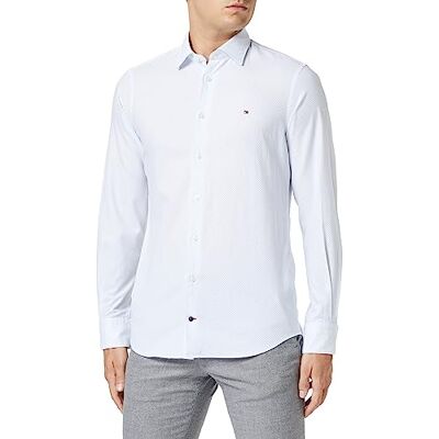 Tommy Hilfiger herr Cl-w Dobby tryck Rf skjorta Mw0mw33465 klänningskjortor, blå (vit/ljusblå), 17 Tommy Hilfiger herr Cl-w Dobby tryck Rf skjorta Mw0mw33465 klänningskjortor, blå (vit/ljusblå), 17