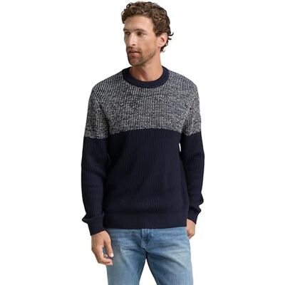 TOM TAILOR herrtröja, 39209 – Offwhite Navy Plated Mouline, 3XL TOM TAILOR herrtröja, 39209 – Offwhite Navy Plated Mouline, 3XL