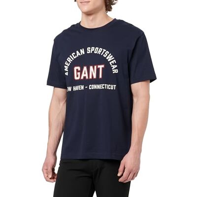 GANT Tryckt Graphic SS T-shirt, blå, L GANT Tryckt Graphic SS T-shirt, blå, L