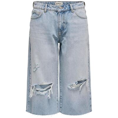 ONLY Onlcobain Reg Dest W Long DNM-shorts Dot, Ljusblå denim, XS ONLY Onlcobain Reg Dest W Long DNM-shorts Dot, Ljusblå denim, XS