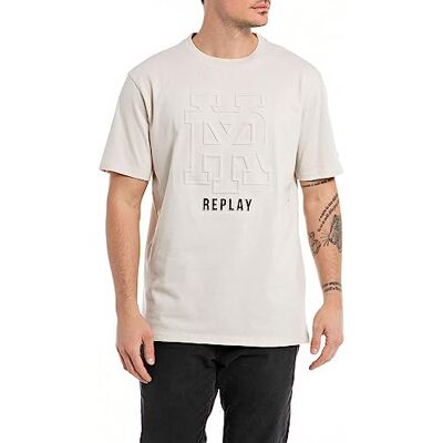 Replay T-shirt för män med normal passform, 012 platina, XS Replay T-shirt för män med normal passform, 012 platina, XS