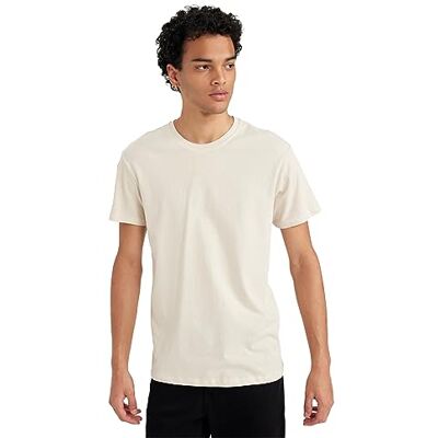 DeFacto Slim Fit Basic T-shirt för män – klassisk t-shirt för män, Beige, S DeFacto Slim Fit Basic T-shirt för män – klassisk t-shirt för män, Beige, S