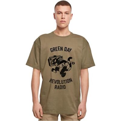MERCHCODE Mc1149-green Day Revolution Radio Oversize Tee T-shirt, Oliv, XS Män MERCHCODE Mc1149-green Day Revolution Radio Oversize Tee T-shirt, Oliv, XS Män