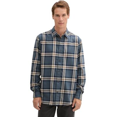 TOM TAILOR herr 1043799 normal passform skjorta i rutmönster (1-pack), 36642 – Stormy Blue White Check, M TOM TAILOR herr 1043799 normal passform skjorta i rutmönster (1-pack), 36642 – Stormy Blue White Check, M