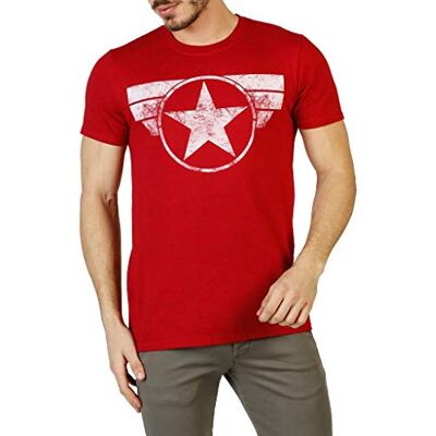 Marvel Captain America keps logo t-shirt för män, Antik körsbärsröd, XXL Marvel Captain America keps logo t-shirt för män, Antik körsbärsröd, XXL