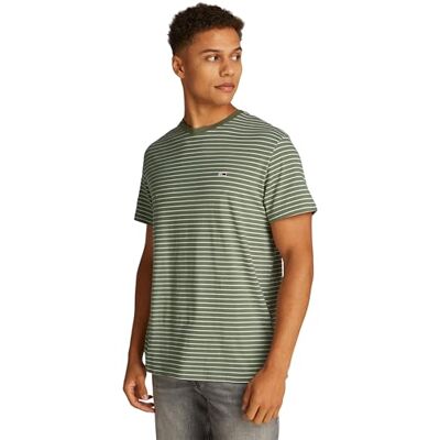 Tommy Jeans herr TJM SLIM RANDIG T-SHIRT S/S t-shirt, grön, XS, Grön (Aruba-grön/Ecru), XS Tommy Jeans herr TJM SLIM RANDIG T-SHIRT S/S t-shirt, grön, XS, Grön (Aruba-grön/Ecru), XS