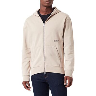 Replay herr hoodie, 803 Light Taupe, XXL Replay herr hoodie, 803 Light Taupe, XXL