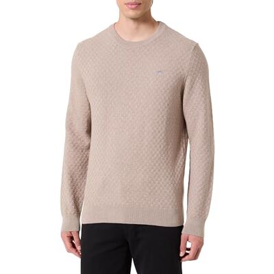 GANT Micro textur C-hals, Dk. Sandmelange, L GANT Micro textur C-hals, Dk. Sandmelange, L