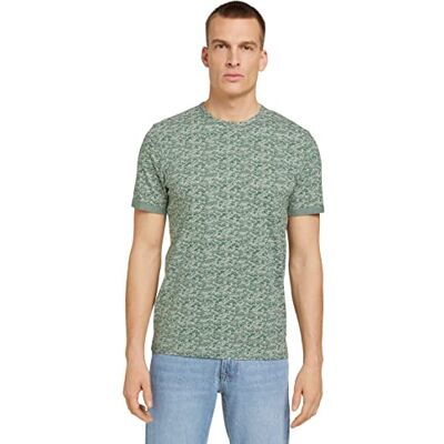 TOM TAILOR Herr T-shirt med heltäckande tryck 1030042, 29031 Green Irregular Waves Design, XS TOM TAILOR Herr T-shirt med heltäckande tryck 1030042, 29031 Green Irregular Waves Design, XS
