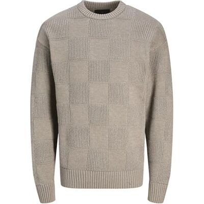 JACK & JONES JACK&JONES JPRBLAPEETO mönster stickad crew neck, Greige, L JACK & JONES JACK&JONES JPRBLAPEETO mönster stickad crew neck, Greige, L