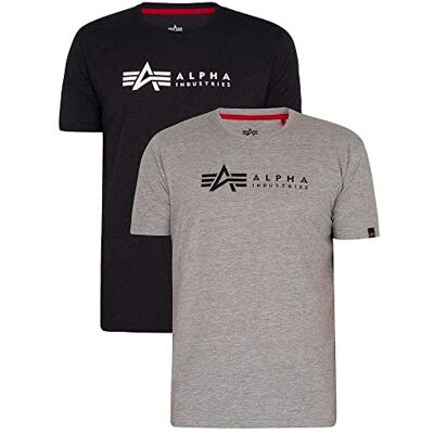 Alpha Industries Alpha Label T 2-pack T-shirt för herrar Grey.Heat/Rep.Blue Alpha Industries Alpha Label T 2-pack T-shirt för herrar Grey.Heat/Rep.Blue