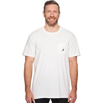 Nautica herr-T-shirt med enfärgad design, rund hals, kort ärm och bröstficka., Kritvit, 1X Nautica herr-T-shirt med enfärgad design, rund hals, kort ärm och bröstficka., Kritvit, 1X