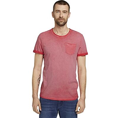 TOM TAILOR Herr T-shirt i använd look 1026071, 11042 Plain Red, XXL TOM TAILOR Herr T-shirt i använd look 1026071, 11042 Plain Red, XXL