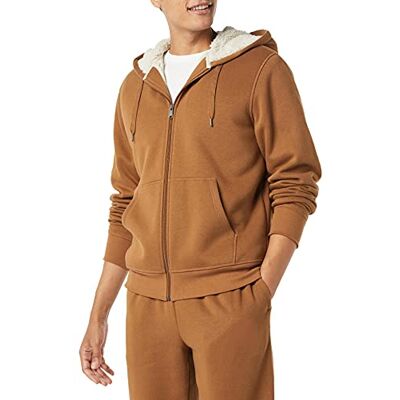 Amazon Essentials mäns sherpa-fodrad hel dragkedja fleece sweatshirt, blå toffeeebrun, medium Amazon Essentials mäns sherpa-fodrad hel dragkedja fleece sweatshirt, blå toffeeebrun, medium
