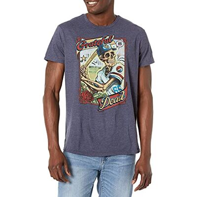 Liquid Blue Grateful Dead-GD On Deck T-shirt för män, Marinblåmelange, M Liquid Blue Grateful Dead-GD On Deck T-shirt för män, Marinblåmelange, M