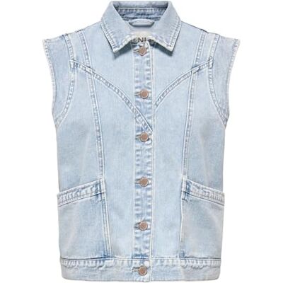 ONLY Onlkennedy Sl Dnm Waistcoat Bj Noos, Ljusblå denim, S ONLY Onlkennedy Sl Dnm Waistcoat Bj Noos, Ljusblå denim, S