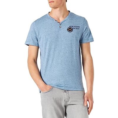 TOM TAILOR Herr serafino tshirt 1031637, 29818 Blue Beige Inject With Neps, S TOM TAILOR Herr serafino tshirt 1031637, 29818 Blue Beige Inject With Neps, S
