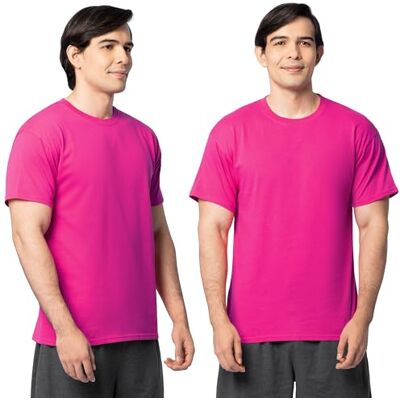 Fruit of the Loom Eversoft bomull för män, kortärmad, vanlig och stor t-shirt, Crew 2-pack cyber rosa, 3XL Fruit of the Loom Eversoft bomull för män, kortärmad, vanlig och stor t-shirt, Crew 2-pack cyber rosa, 3XL
