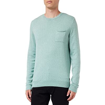 TOM TAILOR Herr Stickad tröja med bröstficka 1029735, 29282 Soft Green White Fine Mouline, L TOM TAILOR Herr Stickad tröja med bröstficka 1029735, 29282 Soft Green White Fine Mouline, L
