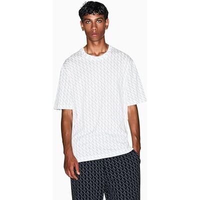 Giorgio Armani Men's Essential, all over logotyp, normal passform, vit, L, Off White/Ash, L Giorgio Armani Men's Essential, all over logotyp, normal passform, vit, L, Off White/Ash, L