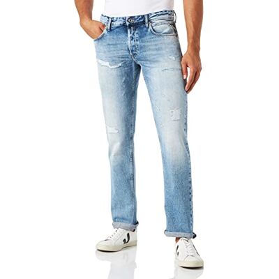 Replay Grover Aged Jeans för män, 010 ljusblå, 30W / 32L Replay Grover Aged Jeans för män, 010 ljusblå, 30W / 32L