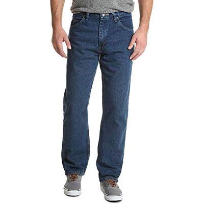 Wrangler Authentics Wrangler Klassisk jeans med 5 fickor för herr, avslappnad passform, bomull, Mörk stentvätt, 34W / 30L Wrangler Authentics Wrangler Klassisk jeans med 5 fickor för herr, avslappnad passform, bomull, Mörk stentvätt, 34W / 30L