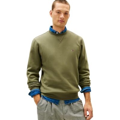 Tommy Hilfiger herr ESS SEASONAL FLEECE CREWNECK MW0MW4000 pullover tröja, grön, XXL, Grön (slaget grön), XXL Tommy Hilfiger herr ESS SEASONAL FLEECE CREWNECK MW0MW4000 pullover tröja, grön, XXL, Grön (slaget grön), XXL