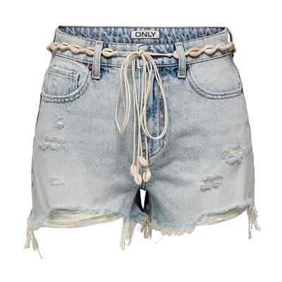 ONLY Onlzuma Hw Shell bälte DNM shorts Bj, Ljusblå denim, S ONLY Onlzuma Hw Shell bälte DNM shorts Bj, Ljusblå denim, S
