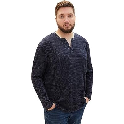 TOM TAILOR Plus långärmad t-shirt för män, 32450 – Sky Captain Blue Stripy Inject, 3XL TOM TAILOR Plus långärmad t-shirt för män, 32450 – Sky Captain Blue Stripy Inject, 3XL