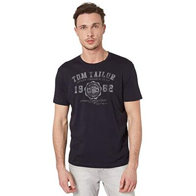 TOM TAILOR herr T-shirt 1008637, 10690 Stickad marinblå, M TOM TAILOR herr T-shirt 1008637, 10690 Stickad marinblå, M